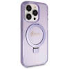 Etui Guess Ring Stand Script Glitter MagSafe na iPhone 14 Pro - fioletowe