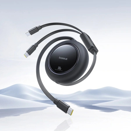 Kabel zwijany Baseus Free2Pull Mini 100W 3w1 USB-C - 2xUSB-C 1.2m - czarny