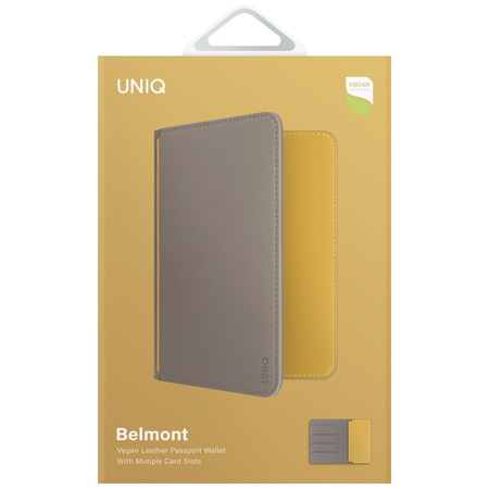 Etui na paszport UNIQ Belmont blokada    RFID szaro-żółty