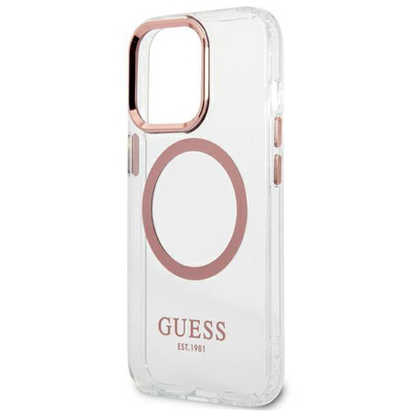 Guess GUHMP13LHTRMP iPhone 13 Pro / 13 6,1" różowy/pink hard case Metal Outline Magsafe