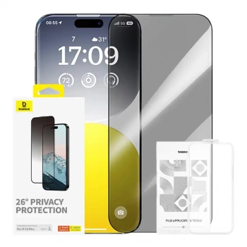 BASEUS SZKŁO HARTOWANE PRYWATYZUJĄCE DO IPHONE 15 PLUS ANTYWZGLĘDNE