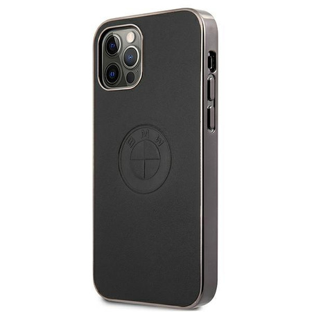 Etui BMW BMHCP12LREELK iPhone 12 Pro Max 6,7" czarny/black hardcase Leather Emboss