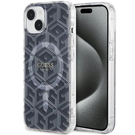 Etui Guess IML GCube MagSafe na iPhone 15 / 14 / 13 - czarne