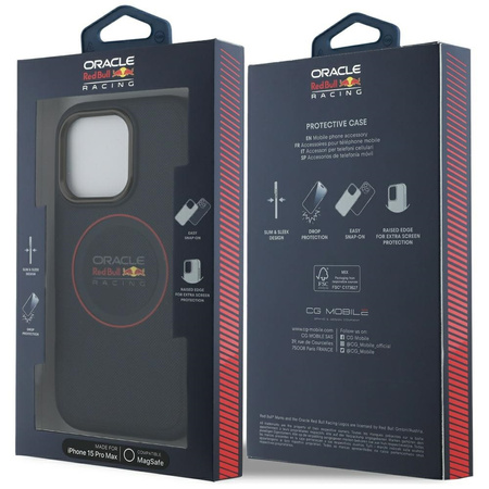 Red Bull RBHMP15X24PUILVR iPhone 15 Pro  Max 6.7 hardcase granatowy/navy Leather Red Ring MagSafe