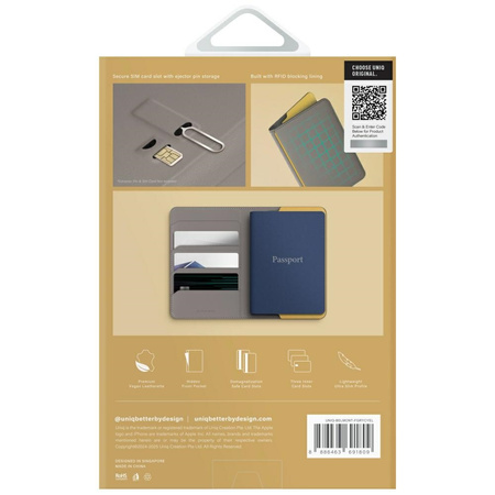 Etui na paszport UNIQ Belmont blokada    RFID szaro-żółty