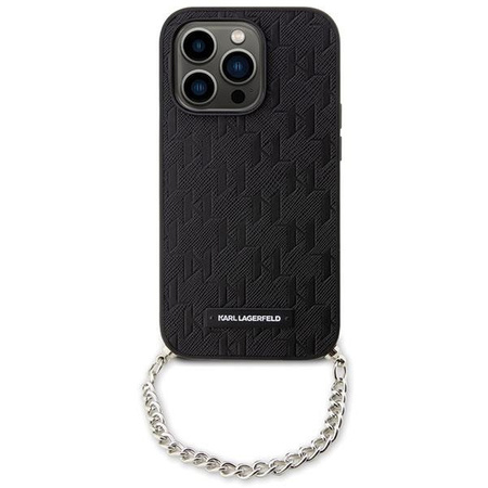 Etui Karl Lagerfeld Saffiano Monogram Chain KLHCP14LSACKLHPK na iPhone 14 Pro - czarne