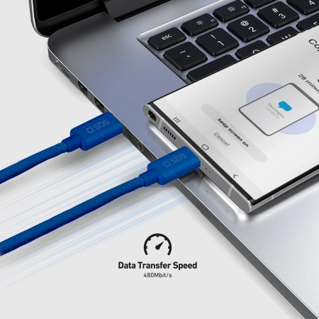 SBS KABEL USB-C 1,5M 60W DO TELEFONÓW Z OPLOCHEM DO ŁADOWANIA SZYBKIEGO