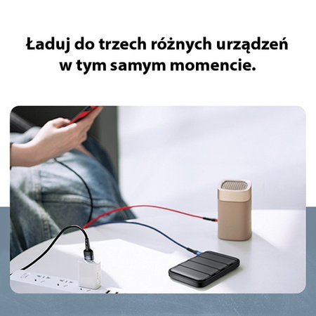 USAMS KABEL PLECIONY 3W1 DO LIGHTNING MICROUSB USB-C 0.35M SZYBKA ŁADOWARKA