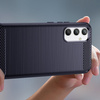 Carbon Case etui do Samsung Galaxy A54 5G elastyczny silikonowy karbonowy pokrowiec niebieskie