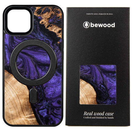 Etui z drewna i żywicy na iPhone 15 Pro Max MagSafe Bewood Unique Violet - fioletowo-czarne