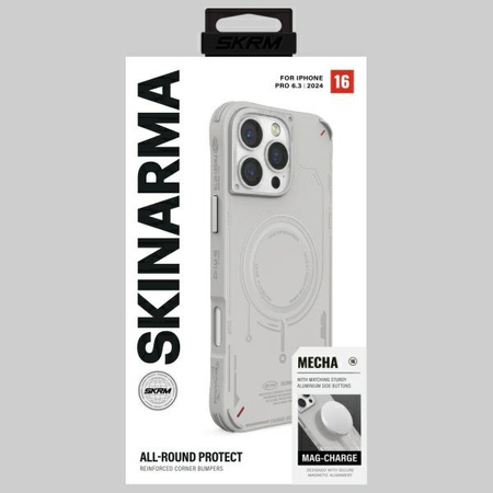 Skinarma etui Mecha iPhone 16 Pro 6.3   Magnetic Charging jasno szary/ light grey