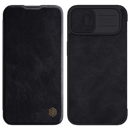 Nillkin Qin Leather Pro Case etui iPhone 14 Plus osłona na aparat kabura pokrowiec obudowa z klapką czarny