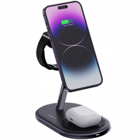 INNOSTYLE MAGSTATION ŁADOWARKA INDUKCYJNA 3W1 DO MAGSAFE IPHONE AIRPODS WATCH STACJA ŁADOWANIA CZARNA