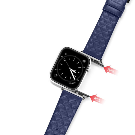 Dux Ducis Strap skórzany pasek do Watch 7 / 6 / 5 / 4 / 3 / 2 / SE (41 / 40 / 38mm) opaska bransoleta bransoletka z naturalnej skóry niebieski (Enland Version)