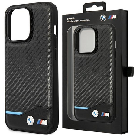 Etui BMW BMHCP13M22NBCK na iPhone 13 - czarne Leather Carbon