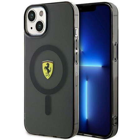 Etui Ferrari FEHMP14MURKK na iPhone 14 Plus - czarne Translucent Magsafe