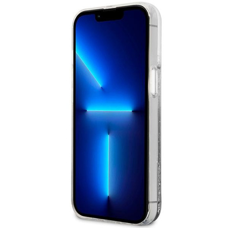 Etui Guess GUHCP14SLCSGSGH na iPhone 14 - białe Liquid Glitter Marble