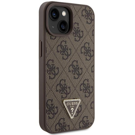 Guess GUHCP15SP4TDSCPW iPhone 15 6.1" brązowy/brown hardcase Crossbody 4G Metal Logo