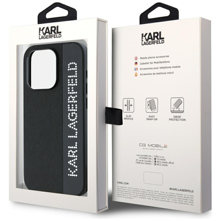 KARL LAGERFELD POKROWIEC DO IPHONE 15 PRO MAX SAFFIANO Z DŻETAMI I CHARMIEM