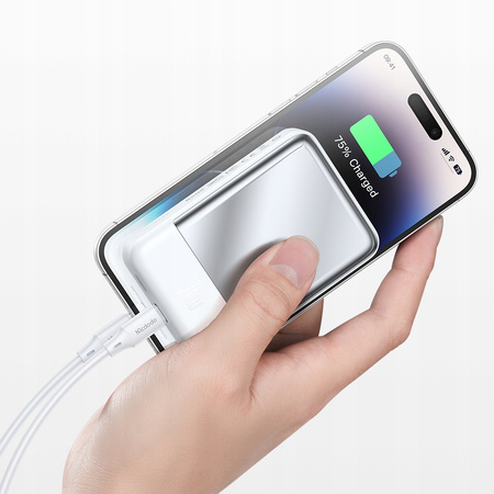 MCDODO POWERBANK BEZPRZEWODOWY 10000MAH 20W INDUKCYJNY + KABEL USB-C DO MAGSAFE IPHONE 12 13 14 15 MINI PLUS PRO MAX BIAŁY