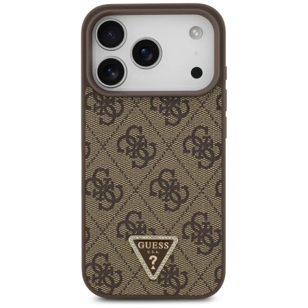 GUESS ETUI LEATHER 4G TRIANGLE STRASS MAGSAFE DO IPHONE 17 PRO POKROWIEC