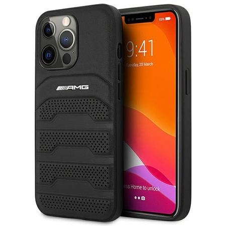 AMG AMHCP14XGSEBK iPhone 14 Pro Max 6,7" czarny/black hardcase Leather Debossed Lines
