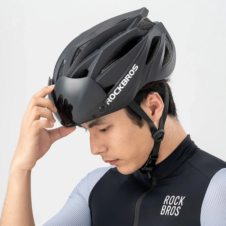 ROCKBROS KASK ROWEROWY Z SZYBKĄ ODPINANE OKULARY OCHRONĄ UV DO ROWERU