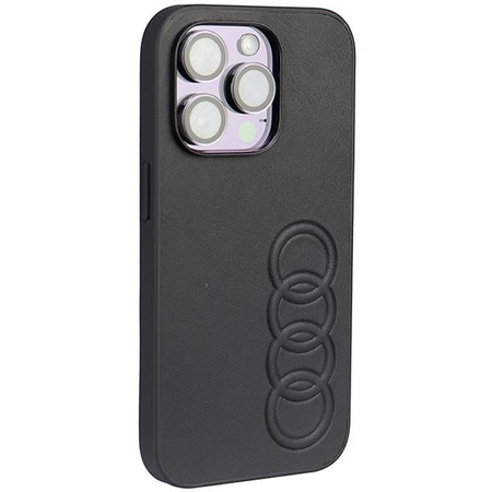 Etui Audi Synthetic Leather na iPhone 14 Pro - czarne AU-TPUPCIP14P-TT/D1-BK