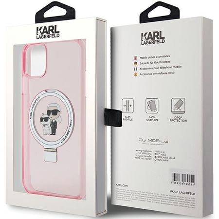 KARL LAGERFELD ETUI HARDCASE DO IPHONE 11 Xr 6.1 RÓŻOWY RING STAND