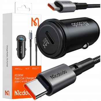 MCDODO SZYBKA ŁADOWARKA SAMOCHODOWA DO TELEFONU USB-C LED + KABEL USB-C 1M