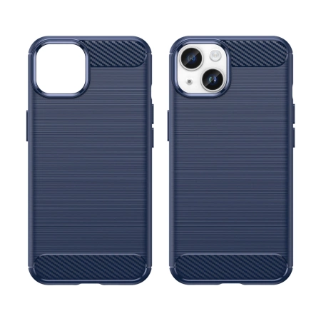 Carbon Case etui iPhone 14 elastyczny żelowy pokrowiec na tył plecki niebieski