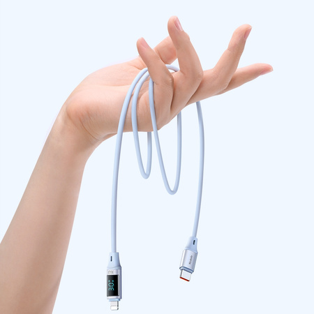 MCDODO KABEL Z WYŚWIETLACZEM USB-C LIGHTNING 36W 1M DO IPHONE 14 FIOLETOWY
