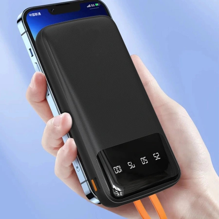 Dudao K6Pro uniwersalny powerbank 10000mAh z kablem USB, USB Typ C, Lightning czarny (K6Pro-black)