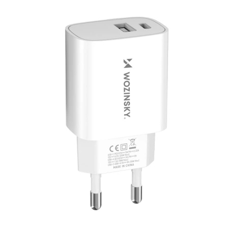WOZINSKY ŁADOWARKA SIECIOWA USB-A USB-C 20W DO SMARTFONÓW SZYBKIE ŁADOWANIE