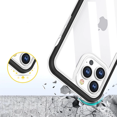 HURTEL ETUI POKROWIEC SILIKONOWY DO IPHONE 14 PRO MAX Z RAMKĄ CLEAR 3IN1