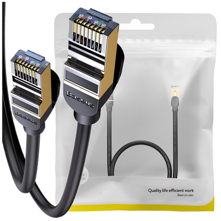 Baseus Speed Seven szybki kabel sieciowy RJ45 10Gbps 0.5m czarny (WKJS010001)