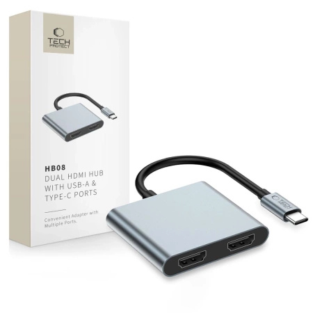 TECH-PROTECT ADAPTER 4W1 USB-C DO 2X HDMI 4K 60HZ DO MACBOOKÓW