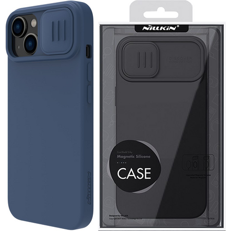 Nillkin CamShield Magnetic Silicone Case etui iPhone 14 Plus magnetyczny MagSafe pokrowiec z osłoną na aparat niebieski