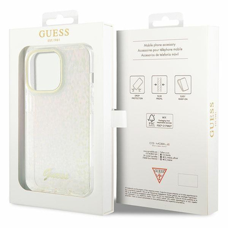 Guess GUHCP15LHDECMP iPhone 15 Pro 6.1" różowy/pink hardcase IML Faceted Mirror Disco Iridescent