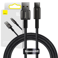 Baseus Tungsten Gold kabel USB-A - USB-C 480Mb/s 100W 2m czarny (CAWJ000101)