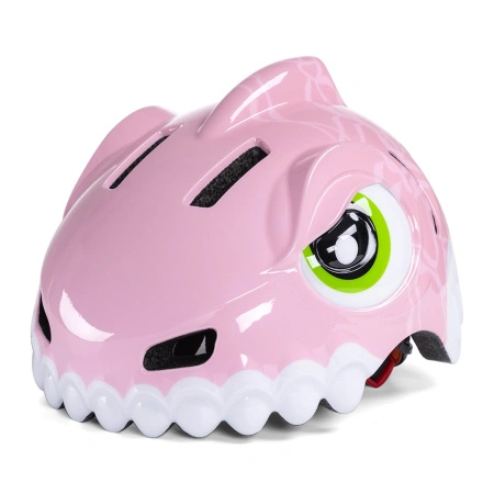 Kask rowerowy dziecięcy Wozinsky motyw dinozaur 52-56 cm - różowy