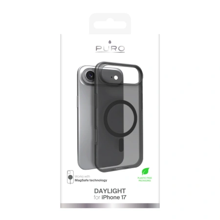 Etui silikonowe Puro Daylight kompatybilne z Magsafe na iPhone 17 Air - półprzezroczyste czarne