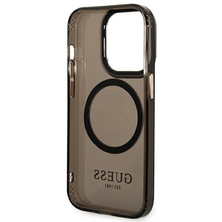 Guess GUHMP14LHTCMK iPhone 14 Pro 6,1" czarny/black hard case Gold Outline Translucent MagSafe