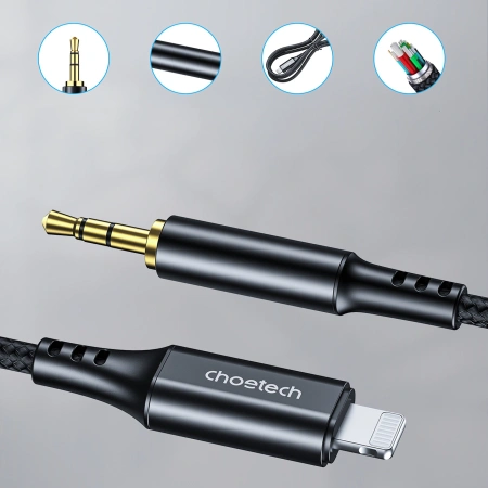 CHOETECH KABEL AUX009 DO LIGHTNING DO IPHONE 2M Z MINI JACK 3.5MM