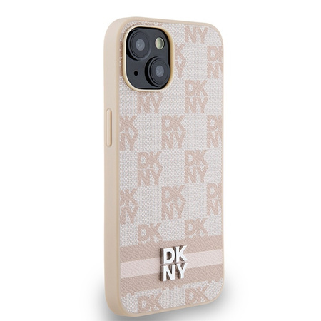 DKNY ETUI HARDCASE DO IPHONE 15 PLUS 14 PLUS LEATHER CHECKERED MONO PATTERN