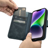 iCarer Oil Wax Wallet Case 2in1 etui iPhone 14 skórzany pokrowiec z klapką Anti-RFID niebieski (WMI14220721-BU)
