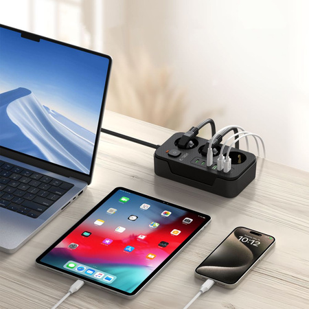 TECH-PROTECT LISTWA ZASILAJĄCA Z USB I TYP C DO TELEFONÓW TELEWIZORÓW 200CM