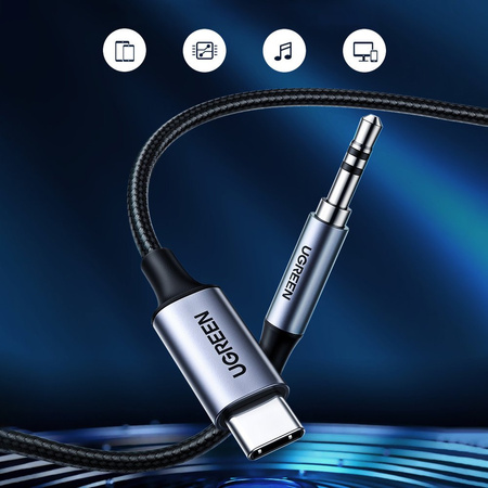 Ugreen kabel audio stereo AUX 3,5 mm mini jack - USB Typ C do telefonu tabletu 1m czarny ( 20192)