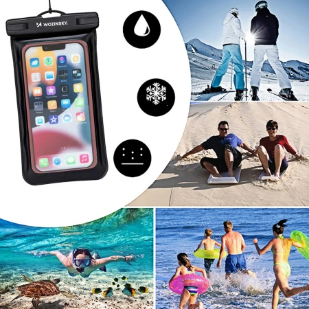 Etui Wozinsky WWE-01 wodoodporne z opaską do telefonu armband PVC - czarne
