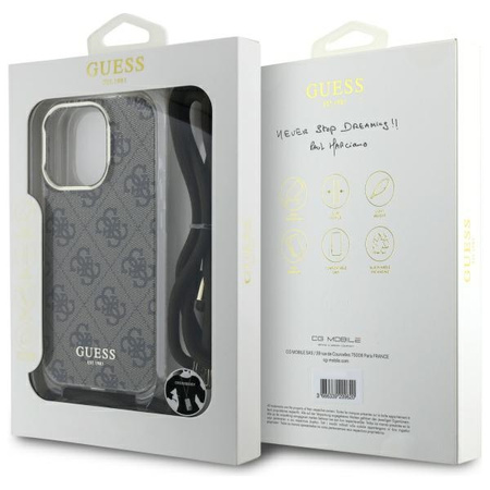 GUESS POKROWIEC DO IPHONE 16 PRO 6.3 Z CORD CROSSBODY HARDCASE PRINT